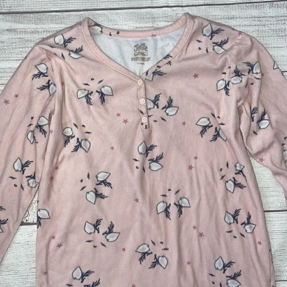 Justice fleece Longsleeve nightgown pink w/animal print sz 10 girls